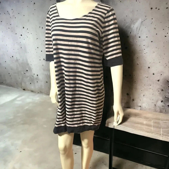 OFF WHITE/BLACK BANANA REPUBLIC RELAXED FIT DRESS 3/4” SLEEVES SIZE XTRA LARGE - Picture 1 of 16